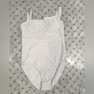 Elegant White Eyelet One Piece Swimsuit